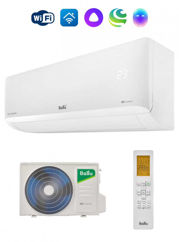 Сплит-система 10 Ballu Eco Smart DC BSYI-10HN8 (120V) (инвертор / 28м2 / 21-54дБ / Wi-Fi(опция) / A / 3года)