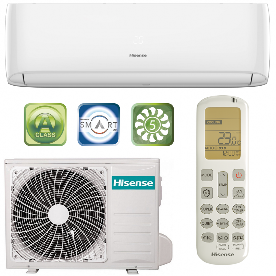 Сплит-система 07 Hisense Era Classic A Wi-Fi (AS-07HW4RLRKC00A) (21м2 / шум 23-51дБ / Wi-Fi / A / 3года)