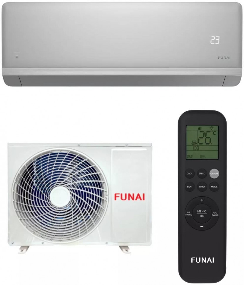 Сплит-система 07 Funai Kagami KM20HP (серебристый) (21м2 / шум 21-50дБ / Wi-Fi / А / 3года)